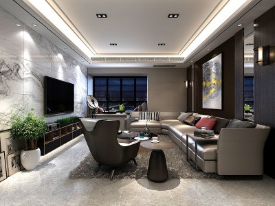 3d现代客厅卧室模型