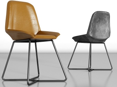 现代金属皮革单椅组合3d模型