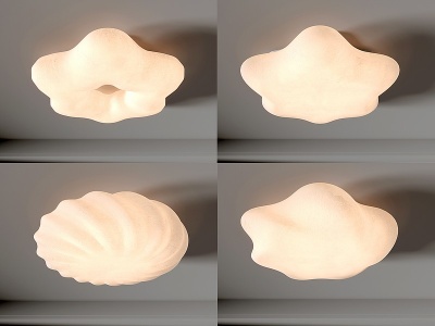 3d现代奶油环状吸顶灯模型