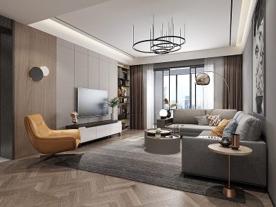 现代客厅现代沙发茶几组合模型3d模型