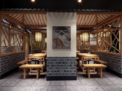 中式中餐厅门头模型3d模型