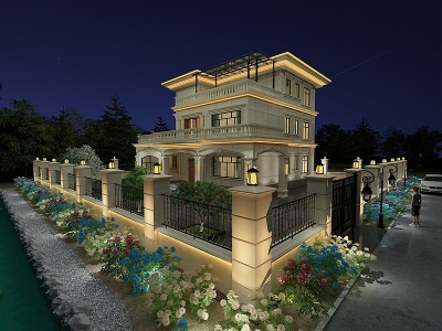 3d欧式古典独栋别墅模型