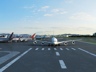 3d现代机场动画机场场景模型