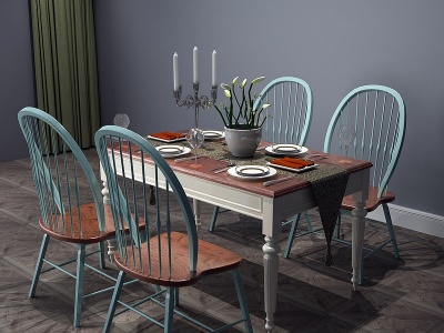 地中海餐桌餐桌椅六人桌模型3d模型