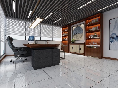 新中式办公室茶室模型3d模型