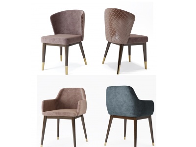 3d现代轻奢餐椅子组合模型