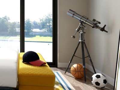 3d现代望远镜天文望远镜模型