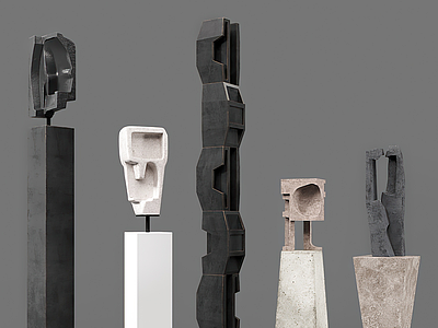 3d现代雕塑装置模型