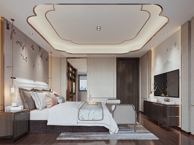 3d现代简约卧室模型