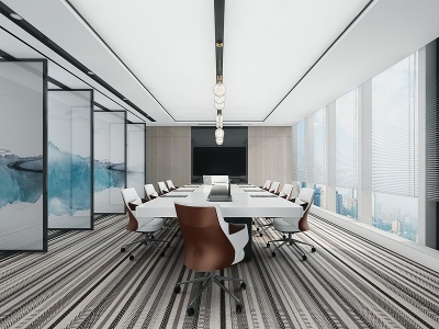 现代小会议室会议桌椅模型3d模型