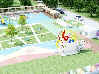 现代幼儿园外观模型3d模型
