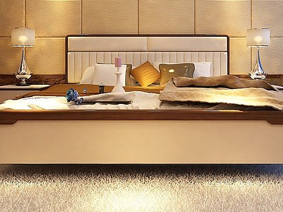 3d新中式风格卧室家具模型