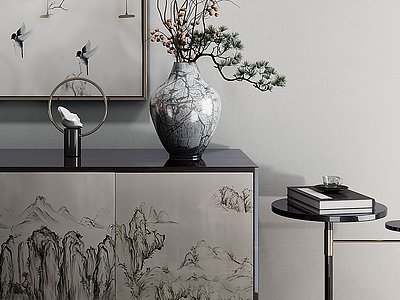 新中式装饰柜模型3d模型
