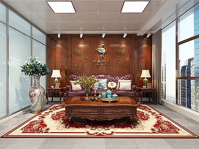 欧式沙发花瓶接待室模型3d模型
