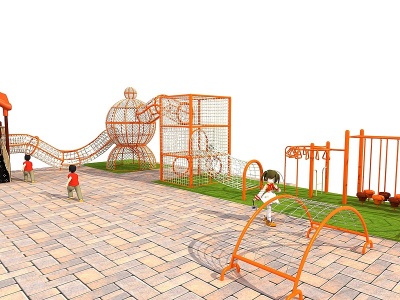 攀爬网龙儿童攀爬乐园3d模型