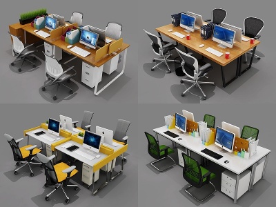 3d现代<font class='myIsRed'>办公桌椅组合</font>模型