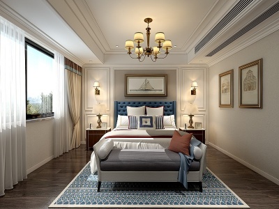 美式卧室床吊灯模型3d模型