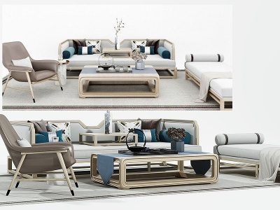 3d新中式沙发模型