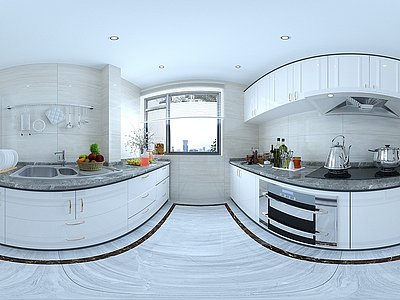 3d现代客厅厨房模型