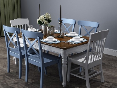 地中海餐桌餐桌椅六人桌模型3d模型