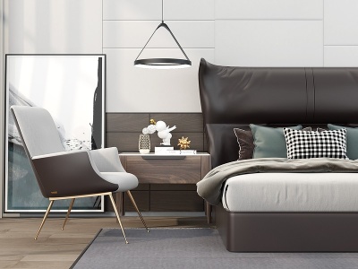 3d新中式现代沙发卧室模型