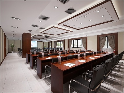 3d现代多功能会议室报告厅模型