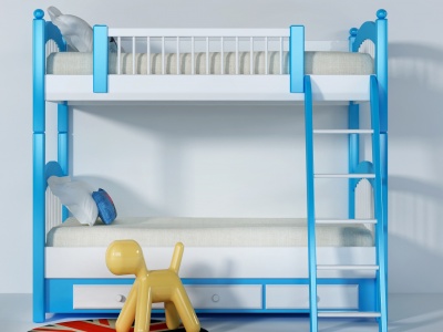 3d现代儿童床高低床模型