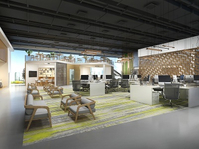 3d现代办公区办公桌办公室模型