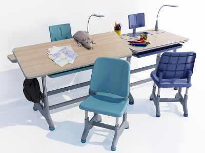 现代书桌椅组合模型3d模型