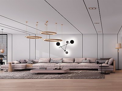 3d现代转角沙发现代客厅模型