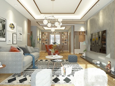3d现代风格客厅模型