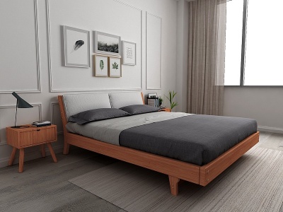 北欧床具地毯床头柜模型3d模型