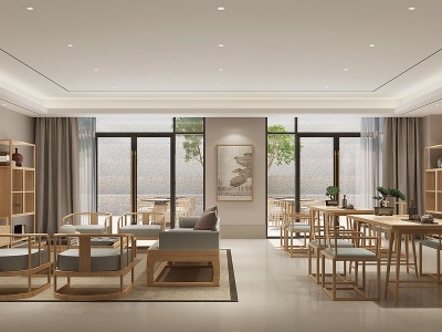 3d新中式茶室休闲中心模型