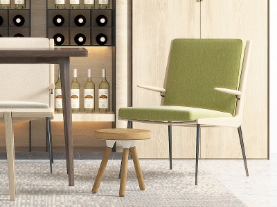北欧餐桌餐椅长凳模型3d模型