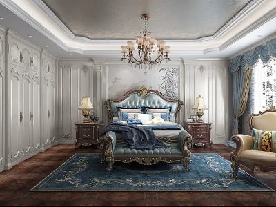 古典雕花卧室双人床模型3d模型