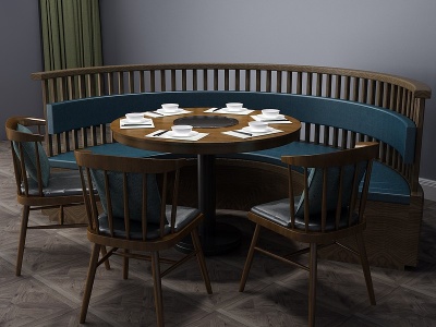 中式餐桌餐桌椅卡座模型3d模型