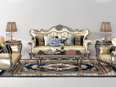 3d欧式古典沙发皮革沙发模型