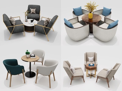 3d现代休闲桌椅组合模型