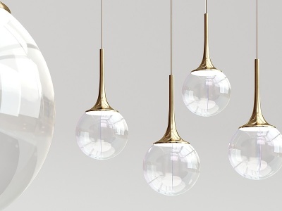现代金属玻璃球形吊灯模型3d模型