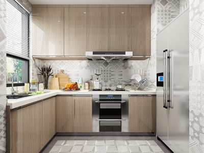 3d北欧厨房橱柜厨具模型