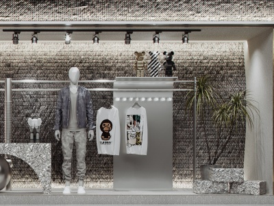 3d现代服装店橱窗模型