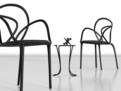 3d异形金属单椅角几组合模型