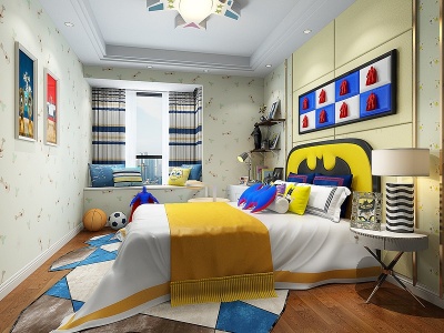 现代简约儿童房儿童床3d模型