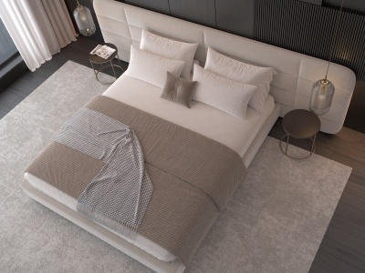 3d北欧卧室床具模型