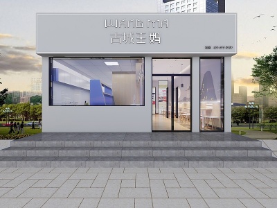 3d中式复古餐饮店门头模型