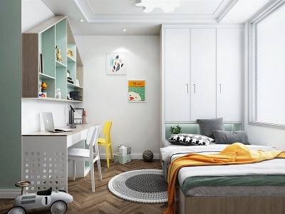 3d现代简欧式loft风格儿童房模型