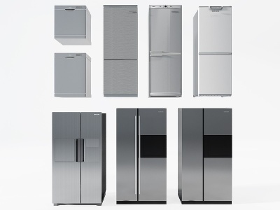 3d现代双门冰箱小冰箱模型