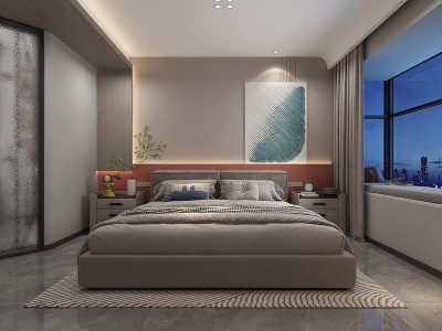 3d现代家居卧室模型