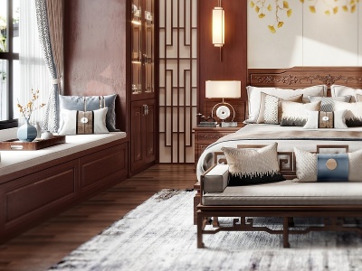 中式家居卧室模型