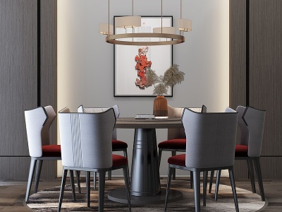 3d客餐厅现代餐桌椅组合模型